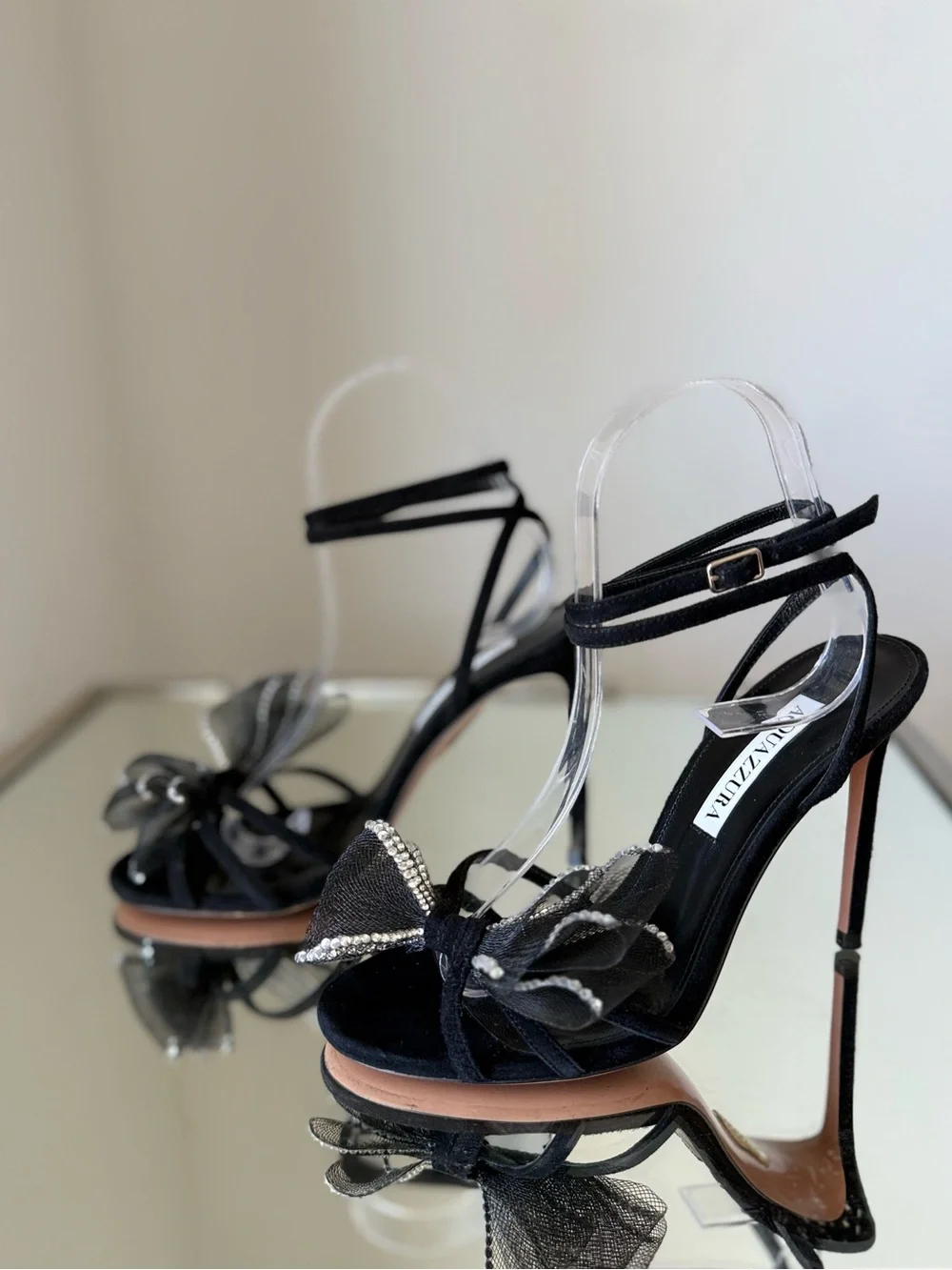 Like new Aquazzura Reve embellished suede sandals $1,150 36.5